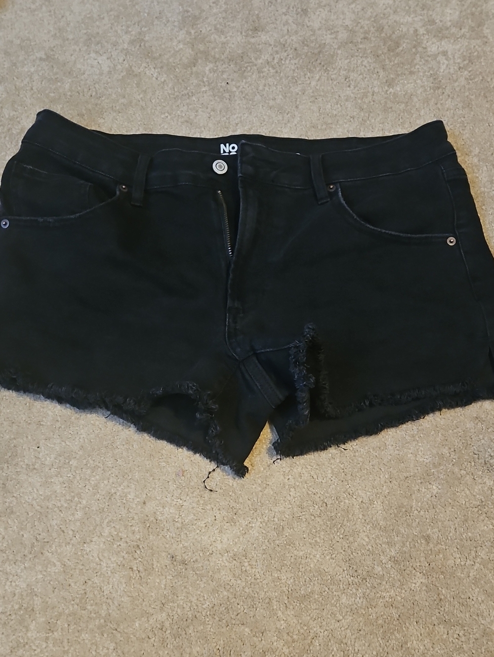 Black Frayed Hem Denim Shorts